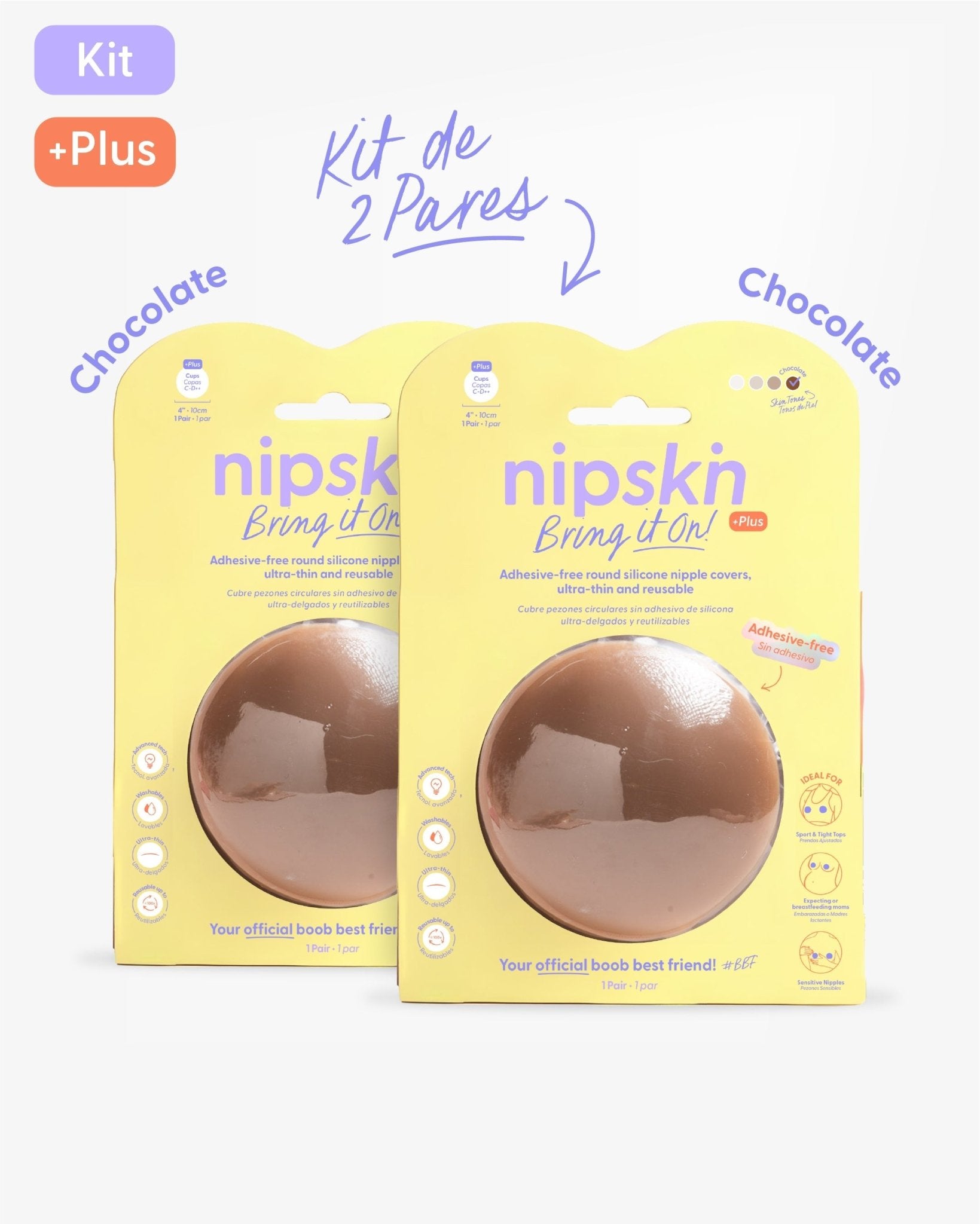 Kit x2 Cubre pezones Sin Adhesivo Reutilizables, Bring It On | Nipskin® - Nipskin Salvador