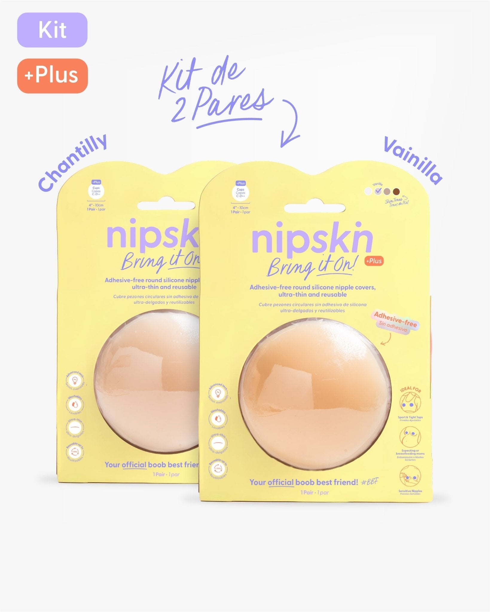 Kit x2 Cubre pezones Sin Adhesivo Reutilizables, Bring It On | Nipskin® - Nipskin Salvador