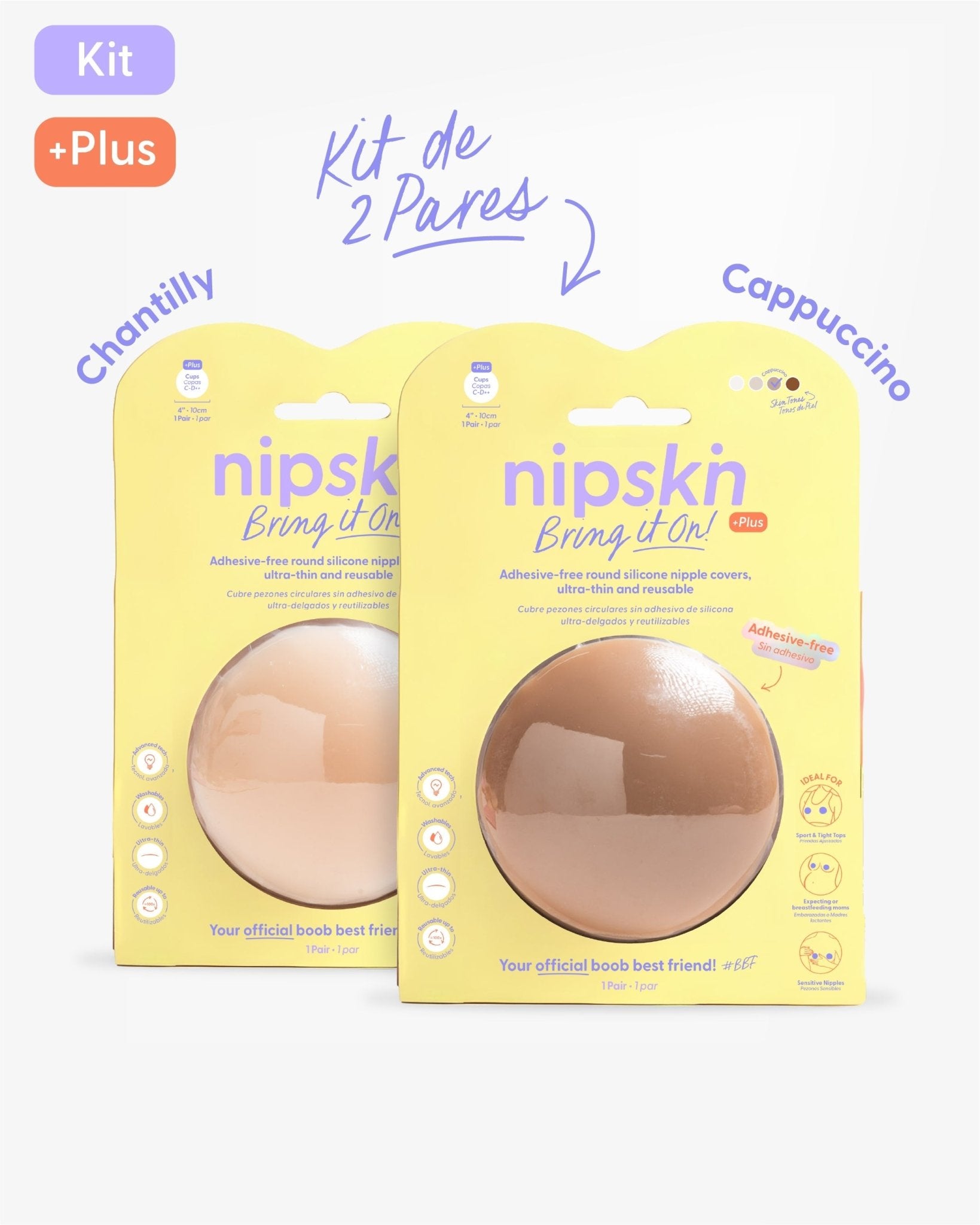 Kit x2 Cubre pezones Sin Adhesivo Reutilizables, Bring It On | Nipskin® - Nipskin Salvador