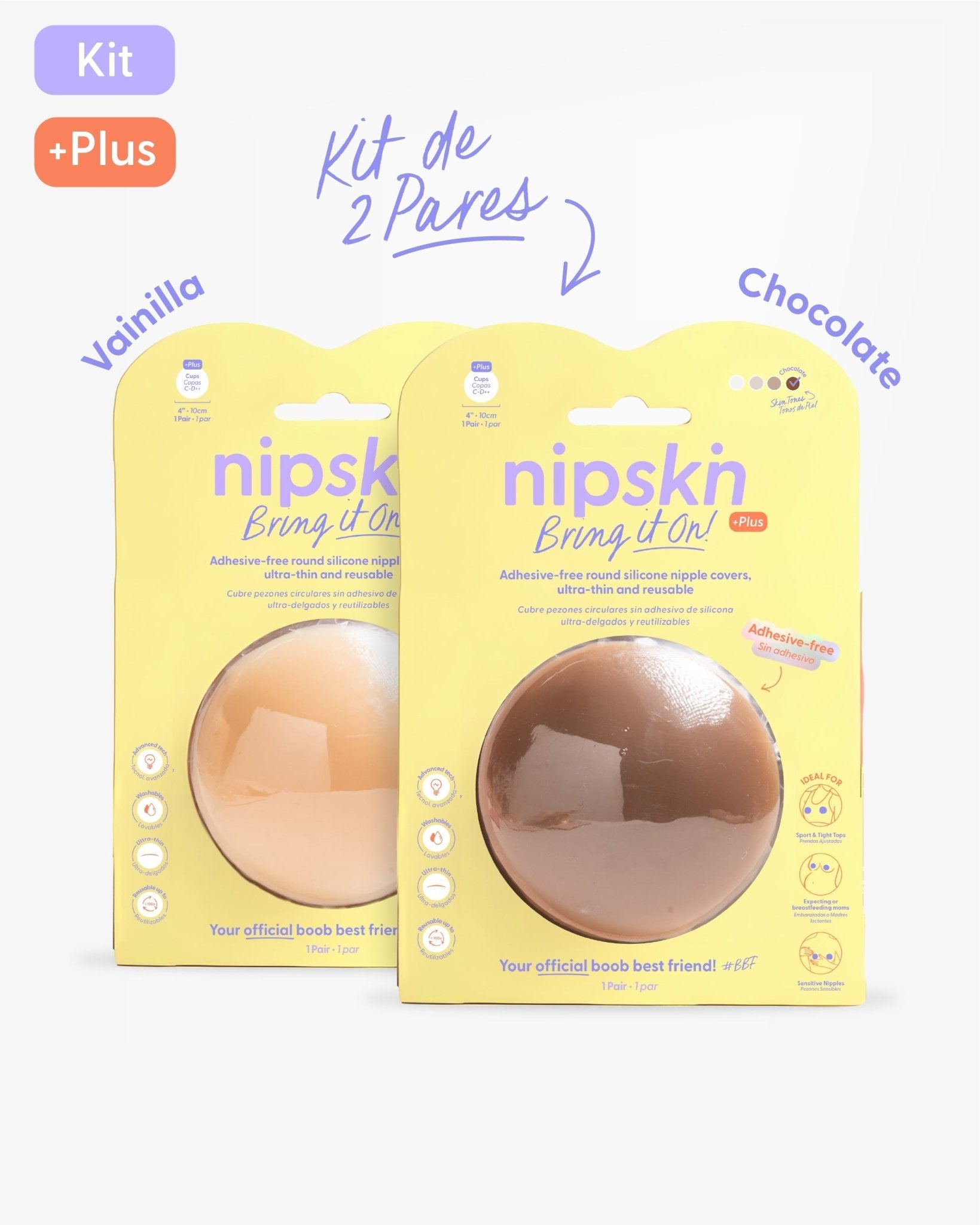 Kit x2 Cubre pezones Sin Adhesivo Reutilizables, Bring It On | Nipskin® - Nipskin Salvador