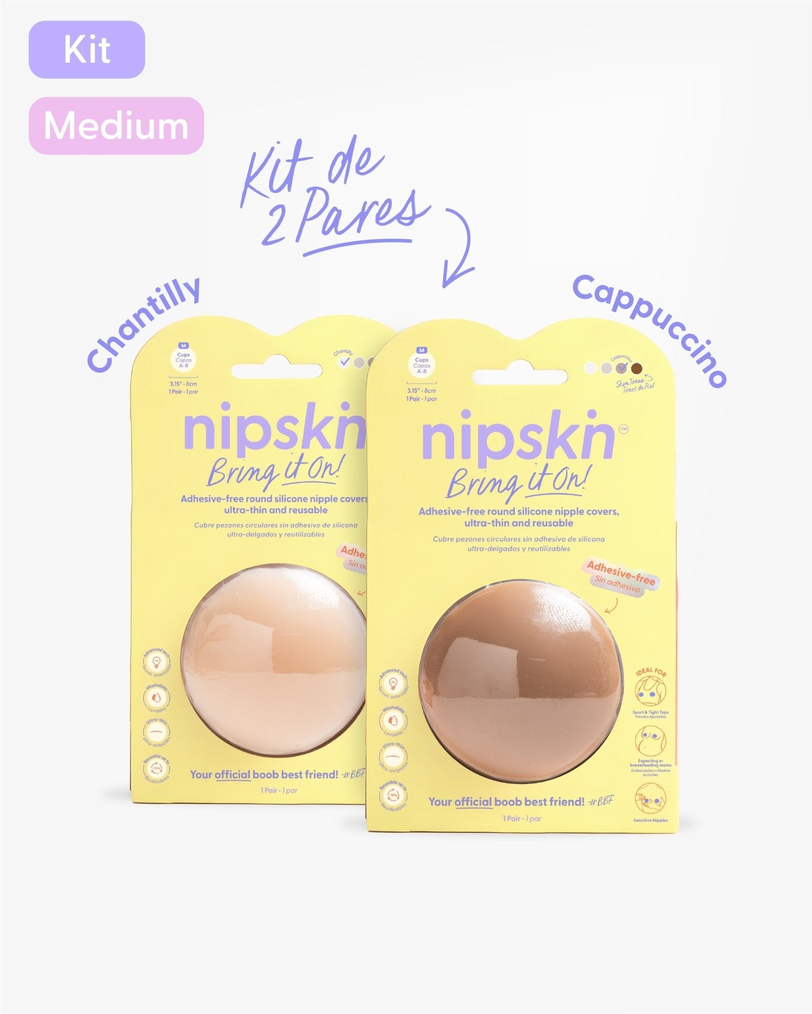Kit x2 Cubre pezones Sin Adhesivo Reutilizables, Bring It On | Nipskin® - Nipskin Salvador