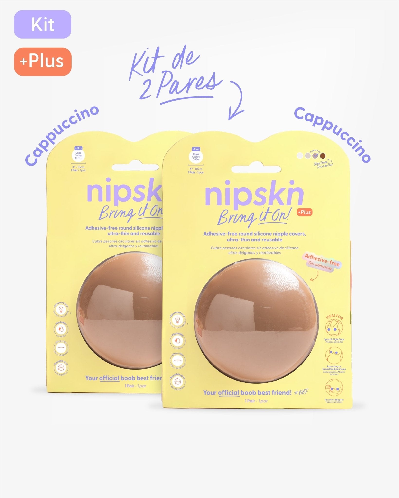 Kit x2 Cubre pezones Sin Adhesivo Reutilizables, Bring It On | Nipskin® - Nipskin Salvador