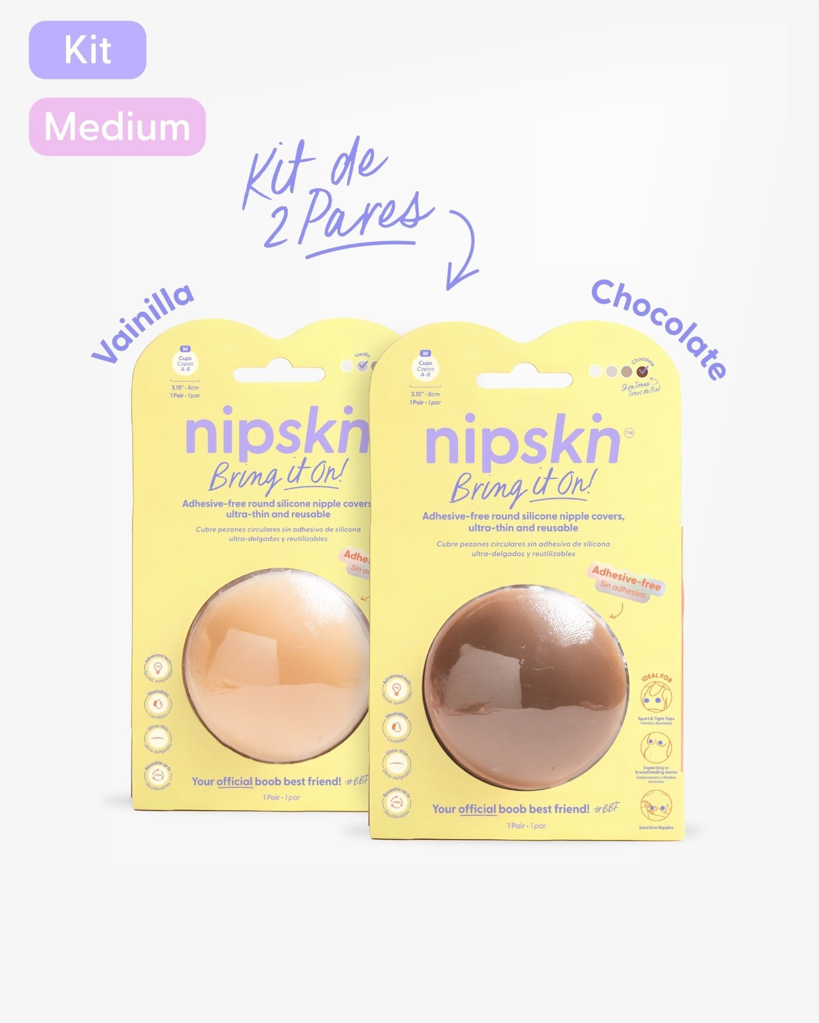 Kit x2 Cubre pezones Sin Adhesivo Reutilizables, Bring It On | Nipskin® - Nipskin Salvador