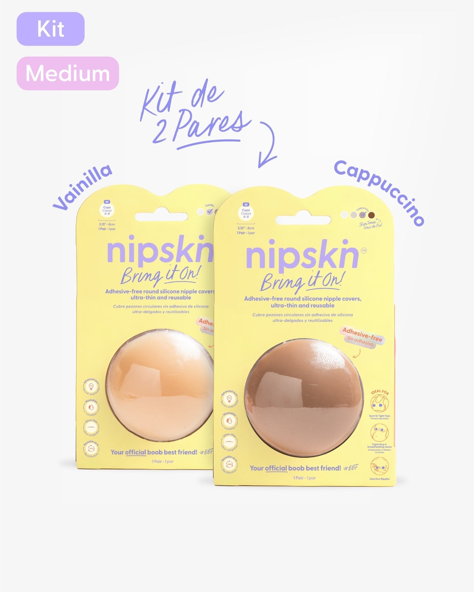 Kit x2 Cubre pezones Sin Adhesivo Reutilizables, Bring It On | Nipskin® - Nipskin Salvador