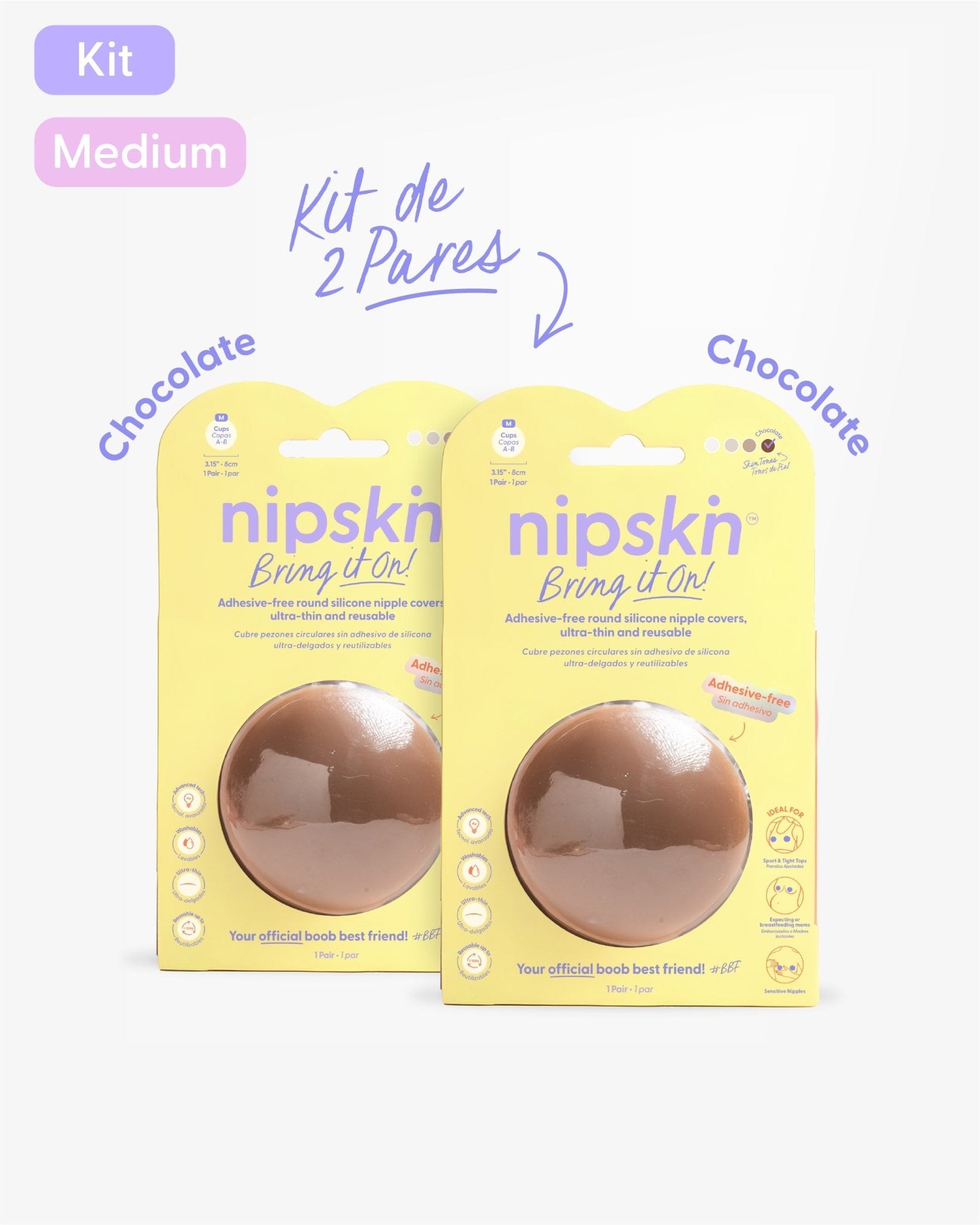 Kit x2 Cubre pezones Sin Adhesivo Reutilizables, Bring It On | Nipskin® - Nipskin Salvador