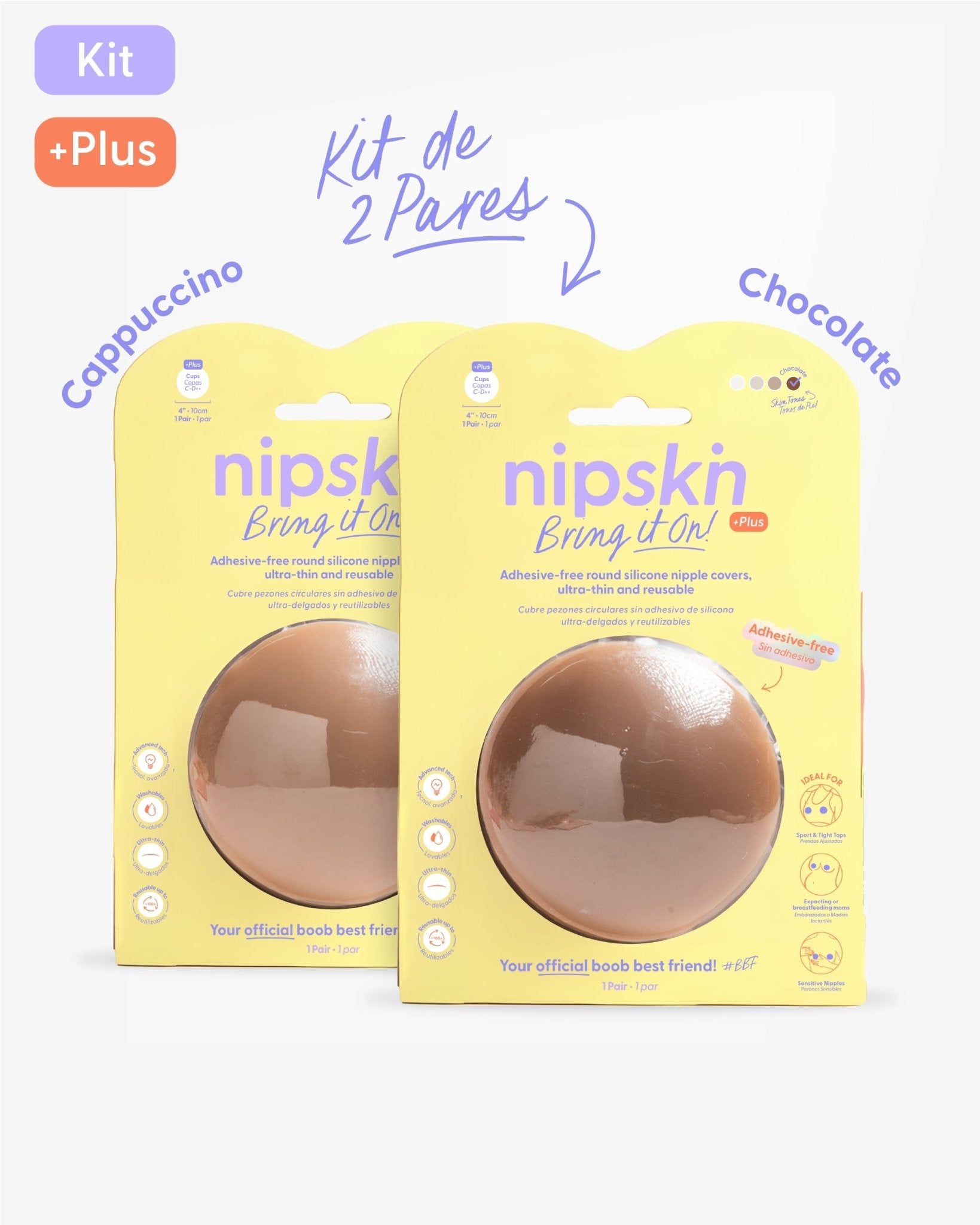 Kit x2 Cubre pezones Sin Adhesivo Reutilizables, Bring It On | Nipskin® - Nipskin Salvador