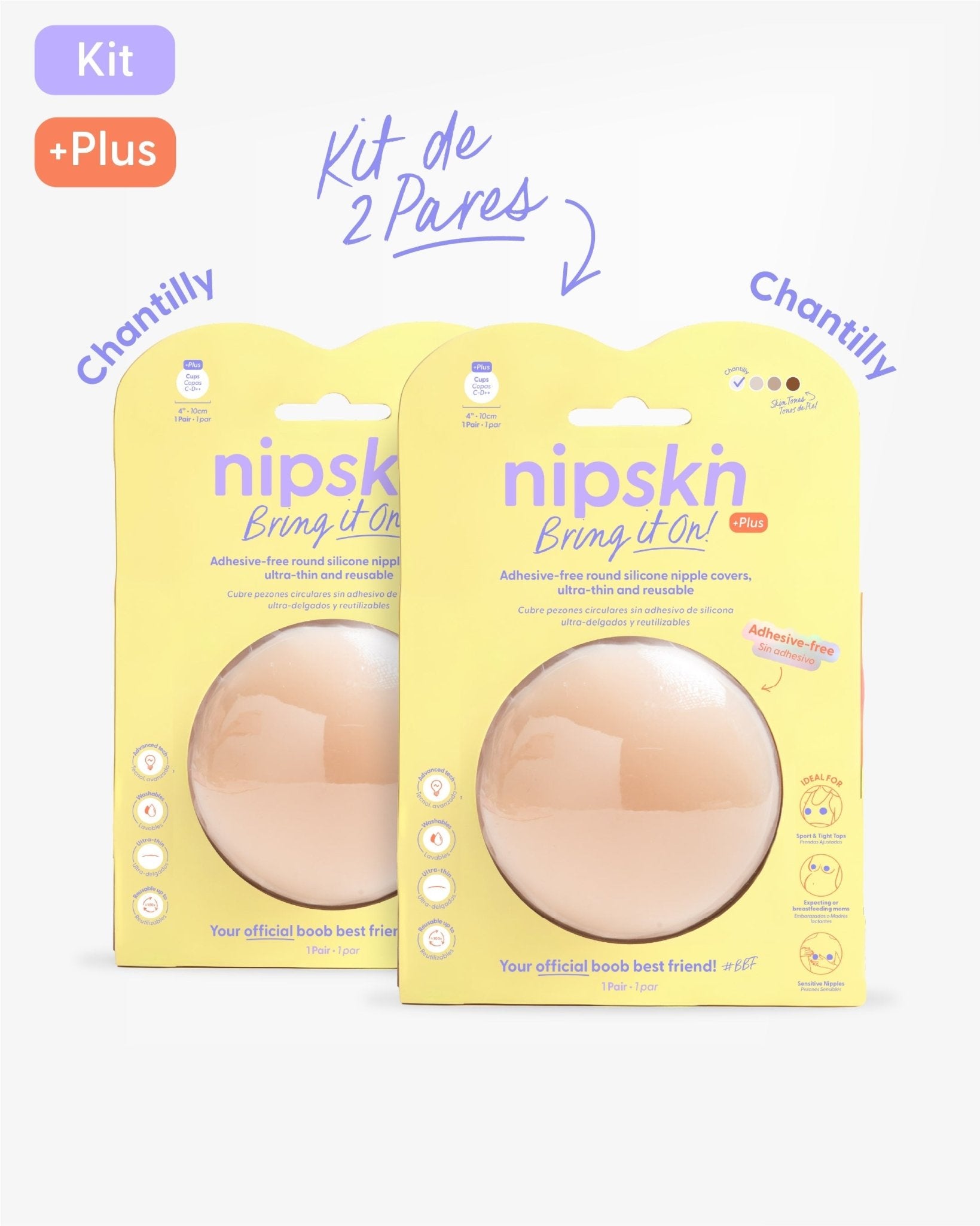 Kit x2 Cubre pezones Sin Adhesivo Reutilizables, Bring It On | Nipskin® - Nipskin Salvador