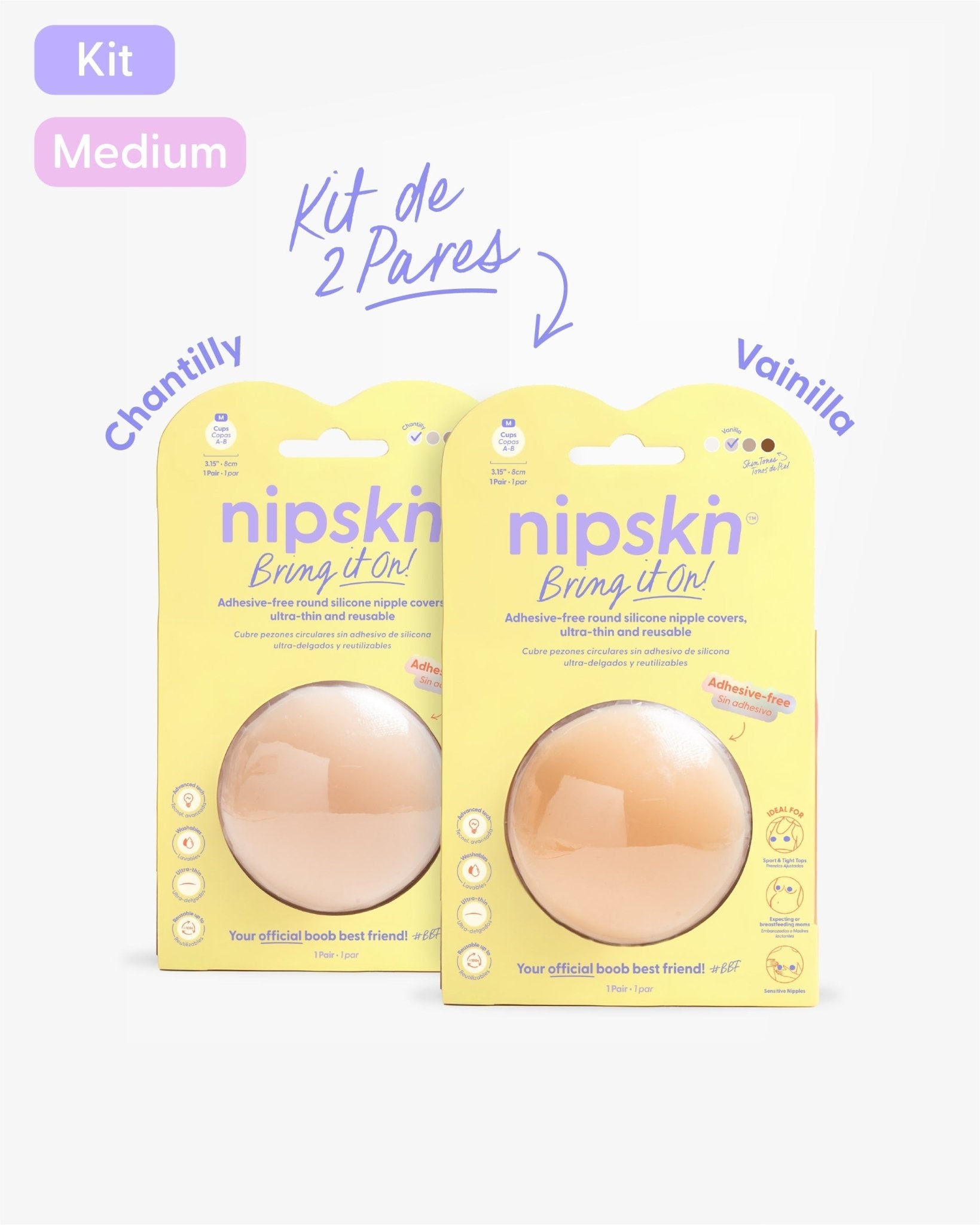 Kit x2 Cubre pezones Sin Adhesivo Reutilizables, Bring It On | Nipskin® - Nipskin Salvador