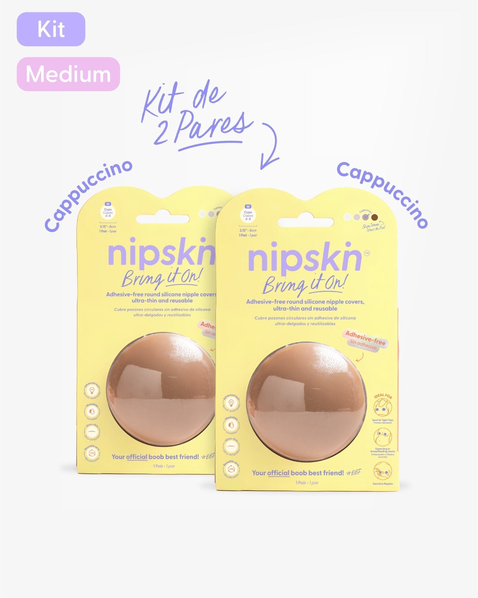 Kit x2 Cubre pezones Sin Adhesivo Reutilizables, Bring It On | Nipskin® - Nipskin Salvador