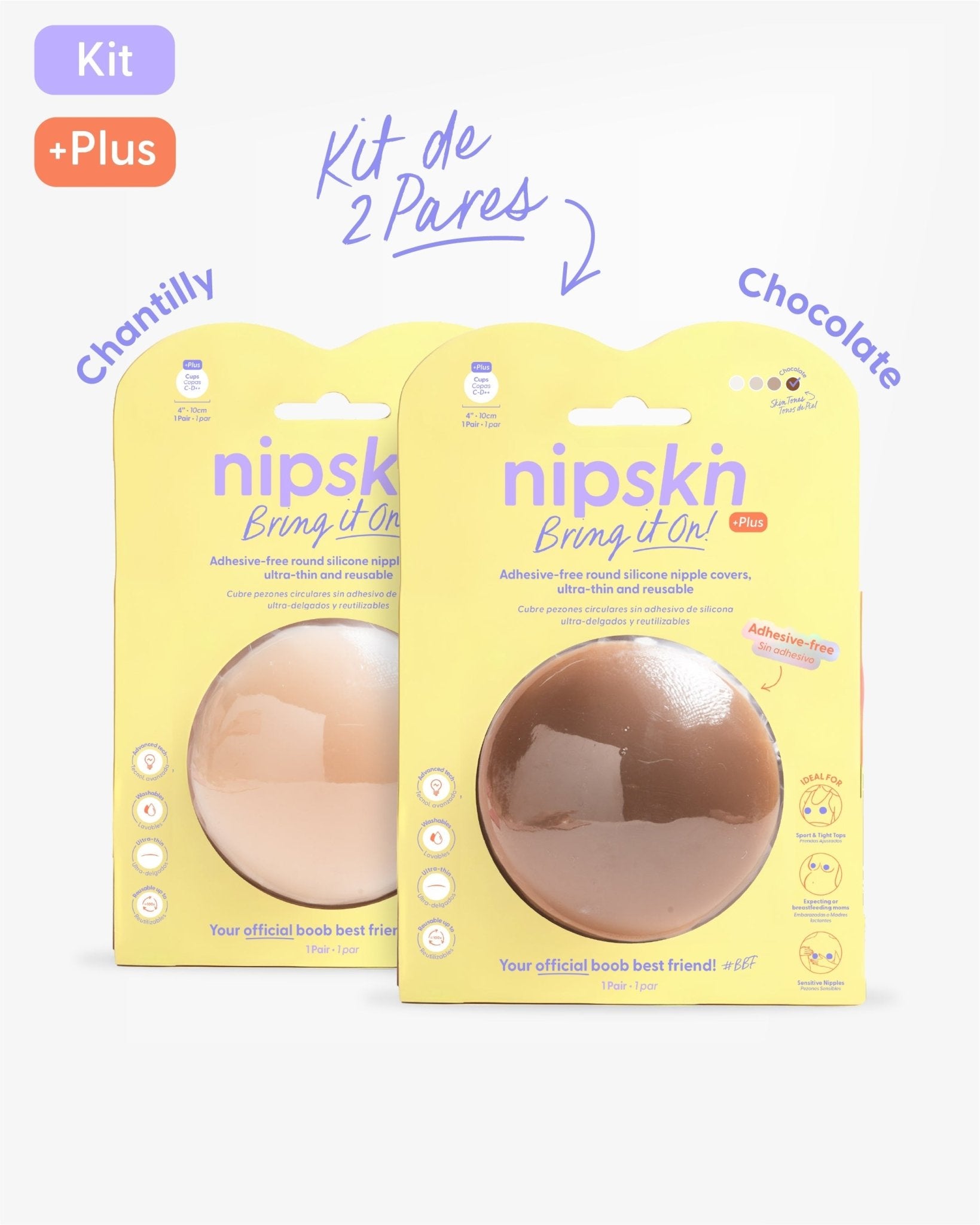 Kit x2 Cubre pezones Sin Adhesivo Reutilizables, Bring It On | Nipskin® - Nipskin Salvador