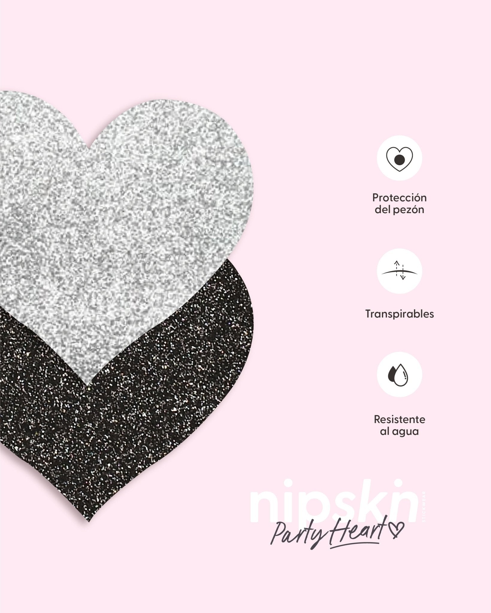 Party Heart - Stickers para cubrir los pezones de un solo uso, 2 pares - Nipskin Salvador