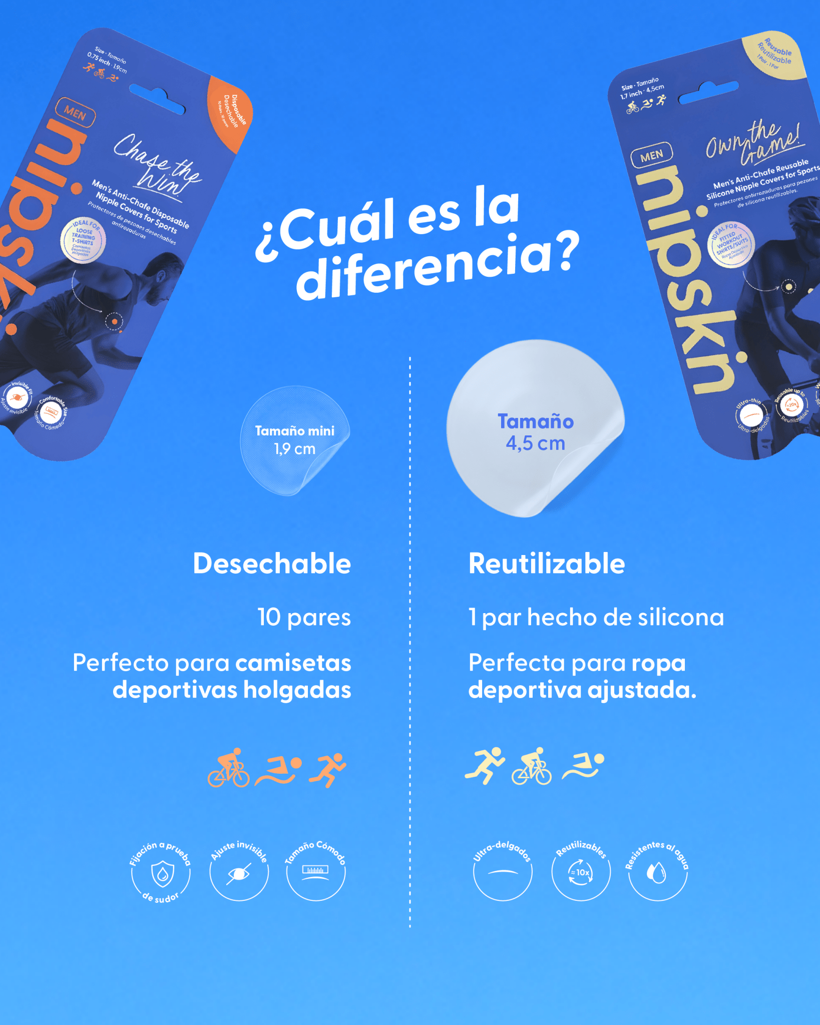 Protector de Pezón Anti - Roce (Pack x10 pares), Chase the Win - Nipskin® - Nipskin Salvador